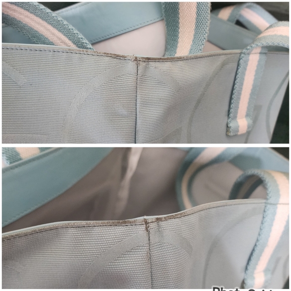 Auth Gucci Big GG Teal Blue/White Tote Bag - Picture 10 of 10